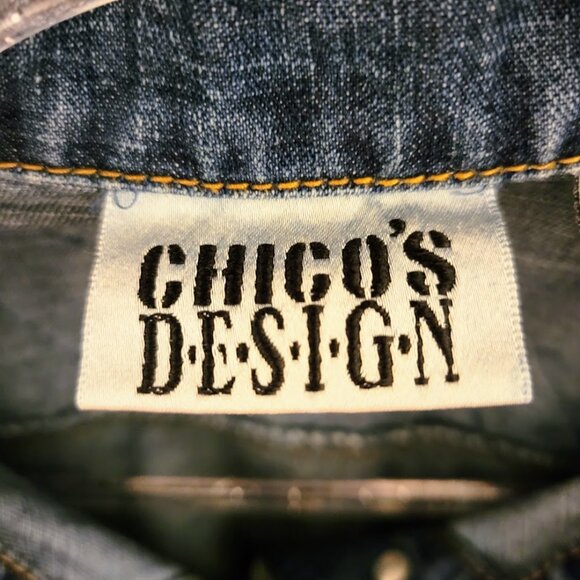 Chico's Design Embroidered Denim Vest Size 1 - Picture 2 of 6